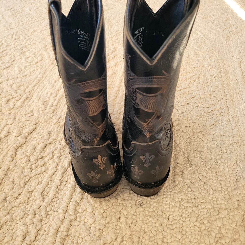 Ariat Black Mid Rise Cowboy Western Boots Sz 8 - Picture 4 of 7